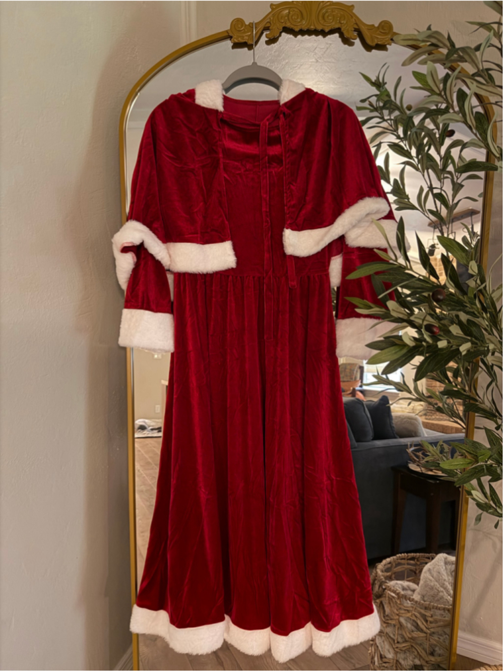 NEW Mrs Santa Costume Velvet Dress & Cape